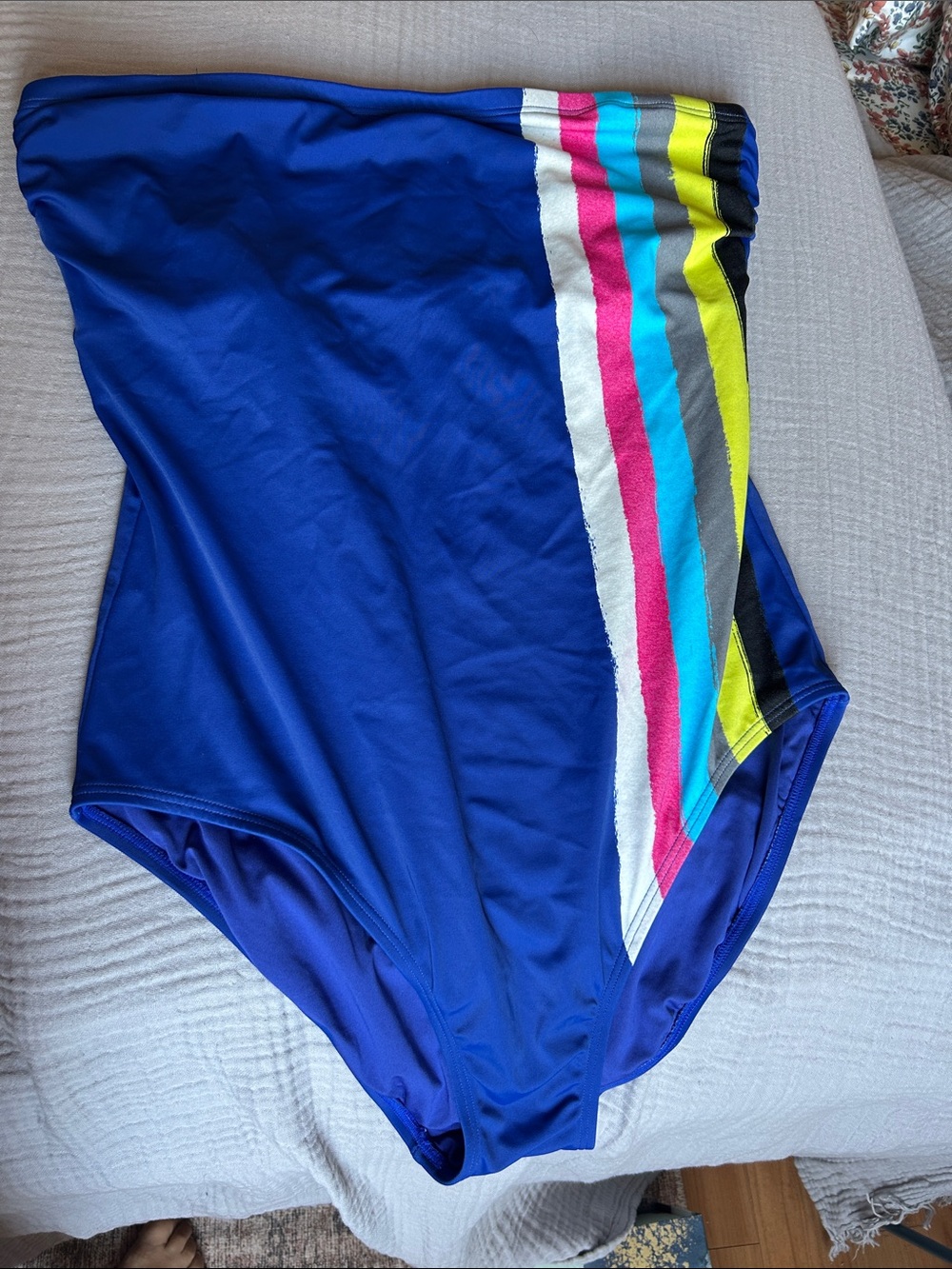 Calvin Klein blue bandeau one-piece bathing suit